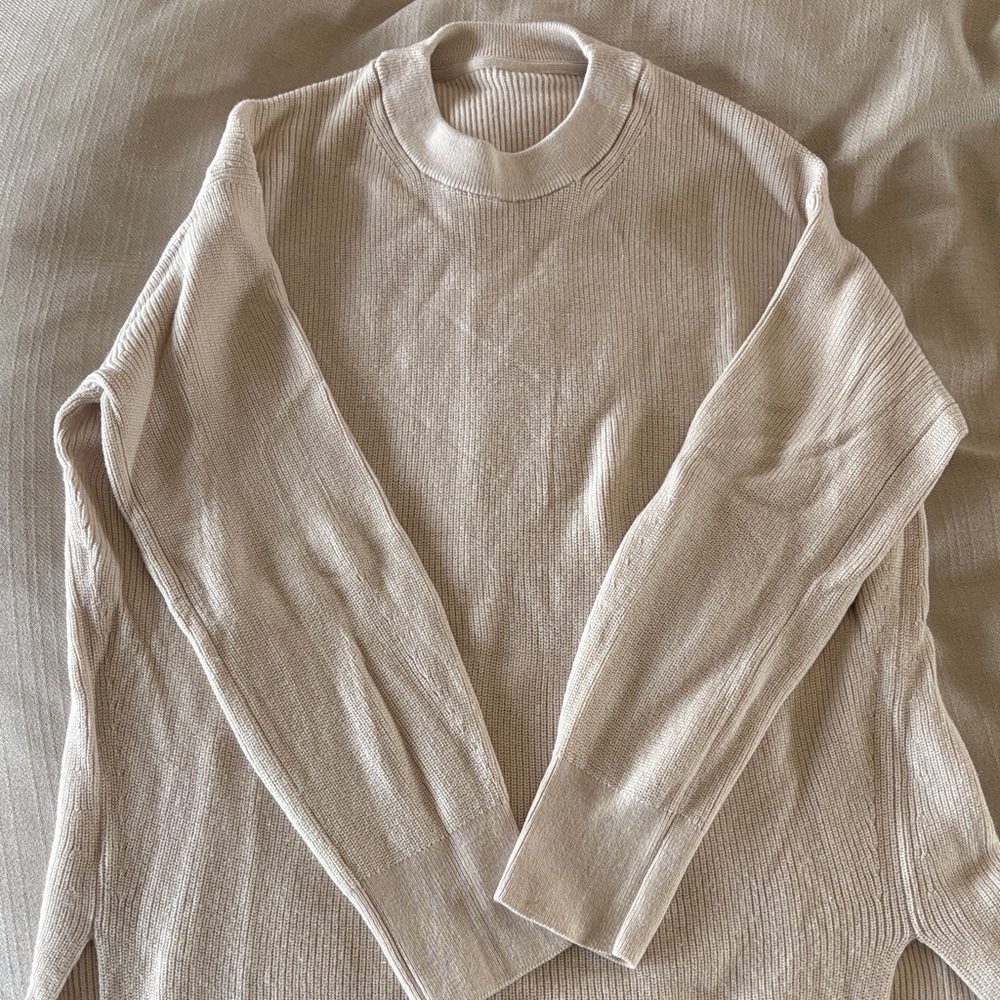 lululemon athletica women's crew neck sweater in light beige